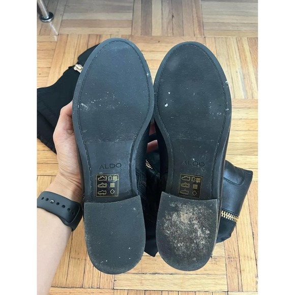 ALDO WOMEN'S BLACK LEATHER & STRETCH FABRIC KNEE HIGH BOOTS SIZE 8.5 - Picture 7 of 7